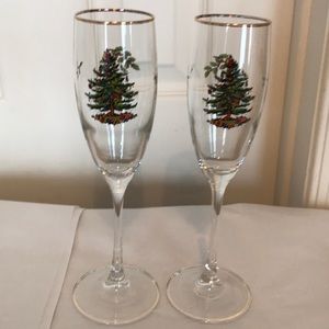 Two champagne flutes — Spode holiday
